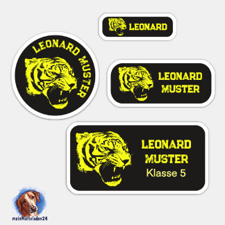 Adesivo Namensaufkleber - Set Tiger - gelb schwarz - 24