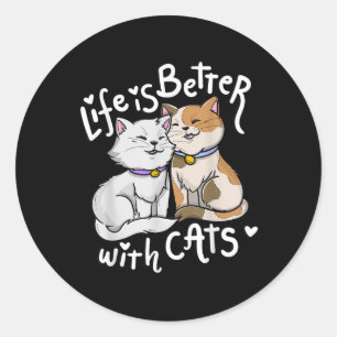 Adesivo Namorados A Vida Do Gato É Melhor Com Gatos