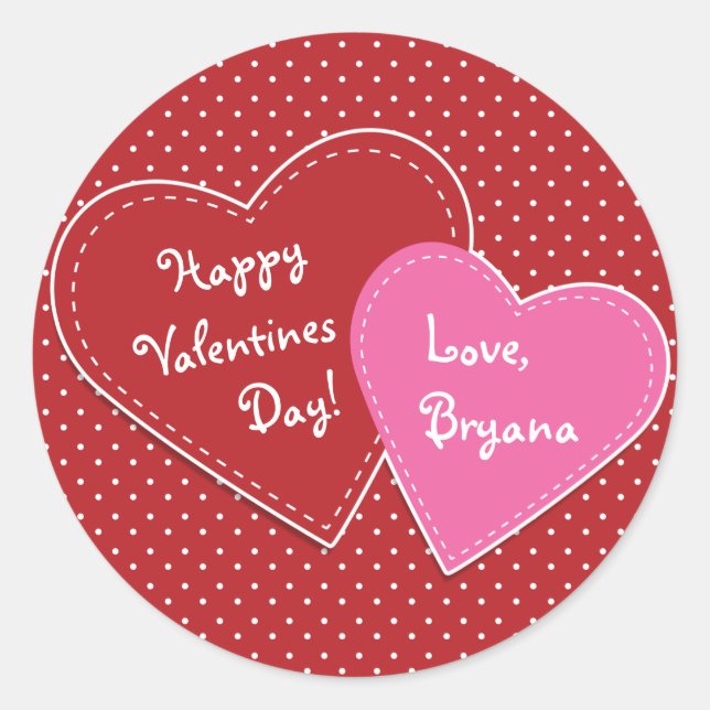 Adesivo Namorados Corações Rosa e Vermelho Moderno Festa C (Frente)