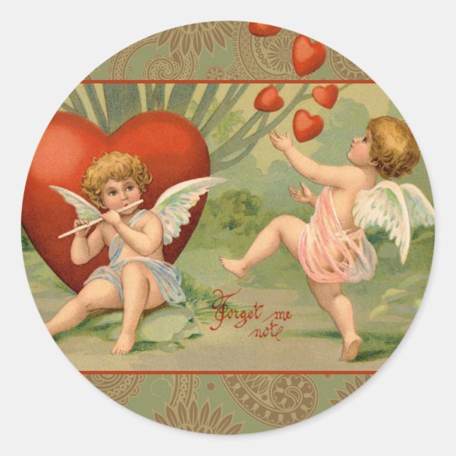 Adesivo Namorados Cupidos Adoram Vintagem Antiquada (Frente)