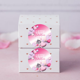 Adesivo Namorados De Balões De Coração Branco E Cor-De-Ros