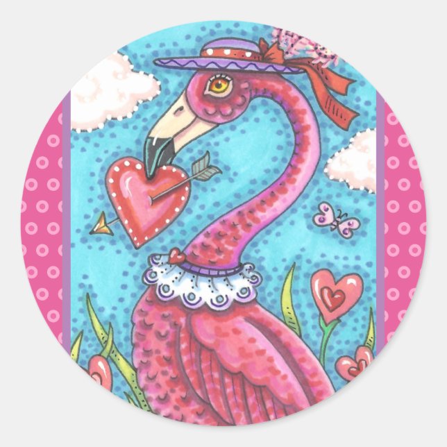 Adesivo Namorados DE PINK FLAMINGO CORAÇÃO, AMOR BIRD WHIM (Frente)