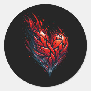Adesivo Namorados Flaming Coração Vermelho Em Fogo
