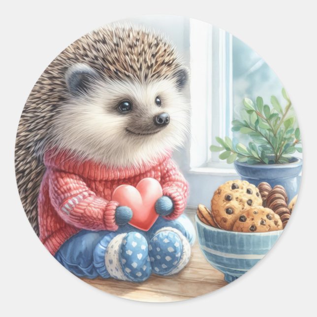 Adesivo Namorados Floral Adorável de Cookies Hedgehog (Frente)