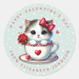 Adesivo Namorados Kitten Personalizado Name Round Sticker