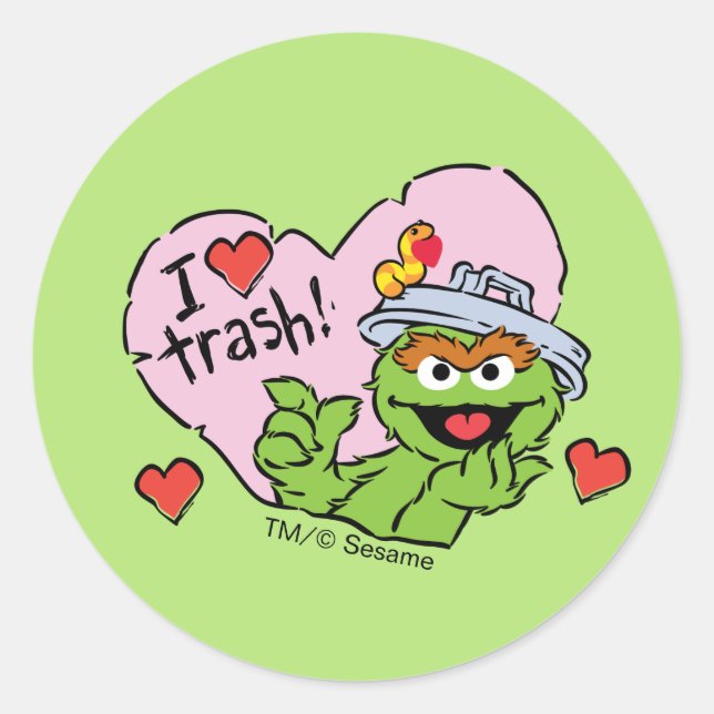 Adesivo Namorados Oscar "I Love Trash" (Frente)