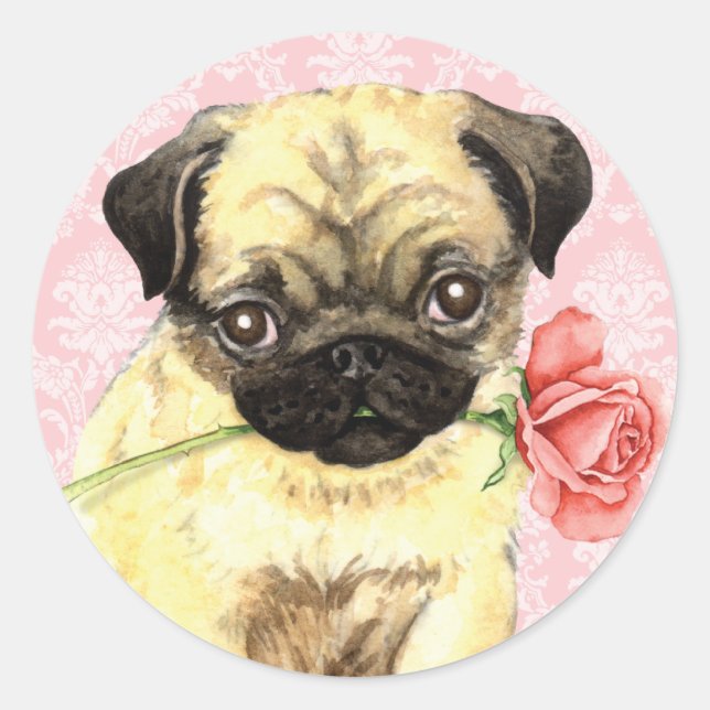 Adesivo Namorados Rosa Pug (Frente)