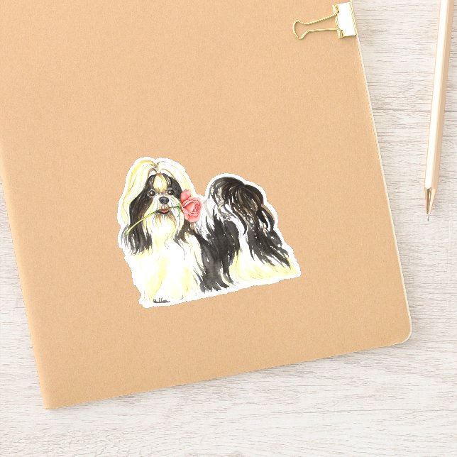 Adesivo Namorados Rosa Shih Tzu Vinyl (Notebook)
