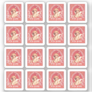 Adesivo Namorados Saudações Cupid Red Faux Stamp Love Seal