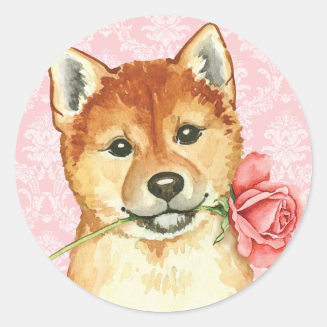 Adesivo Namorados Shiba cor-de-rosa Inu (Frente)