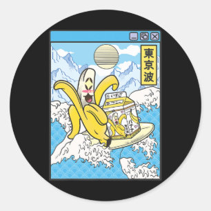 Adesivo Nana Com Caixa De Leite Surfando Ondas Do Japão Ka
