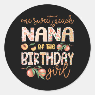 Adesivo Nana da Menina do Aniversário Um Doce Pêssego 1º