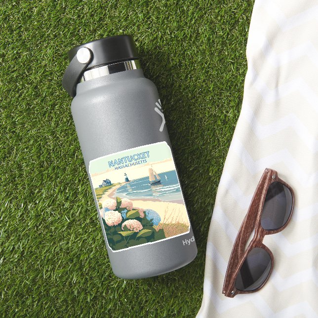 Adesivo Nantucket Beach Hydrangeas Boat Retro (HydroFlask Insitu)