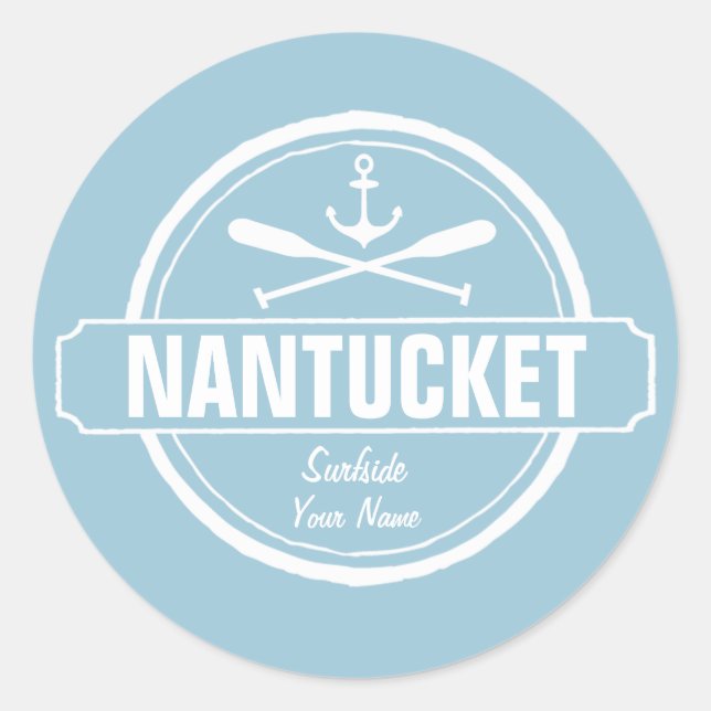 Adesivo Nantucket, nome personalizado MÃE, âncora náutica (Frente)