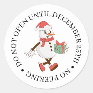 Adesivo Não Abra Até o Boneco de Neve de Natal