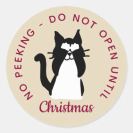 Adesivo Não Abra Até O Natal Gatinho Kitty De Olhos Vendad