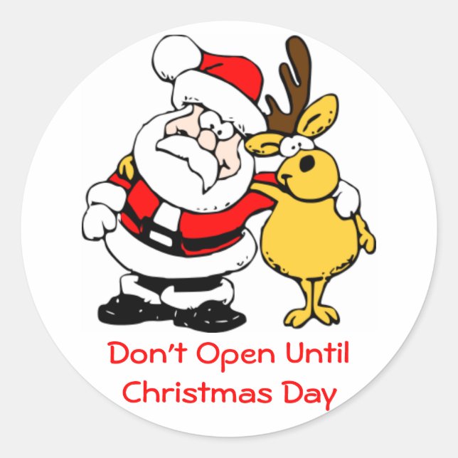 Adesivo Não abra Papais noeis e renas de Natal (Frente)