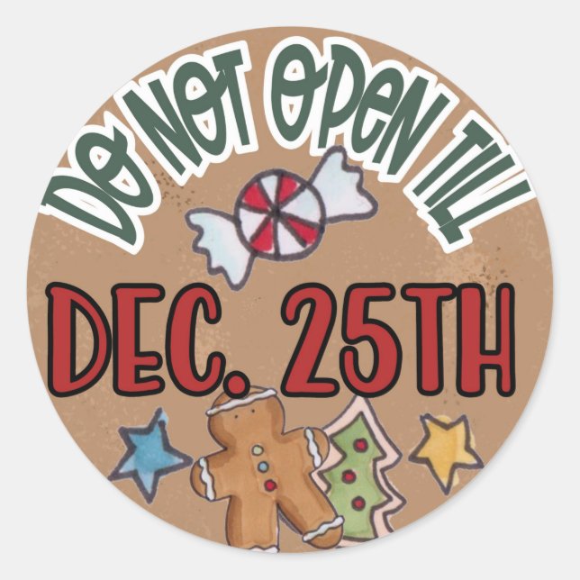 Adesivo Não Abrir Até O 25 De Dez. (Frente)