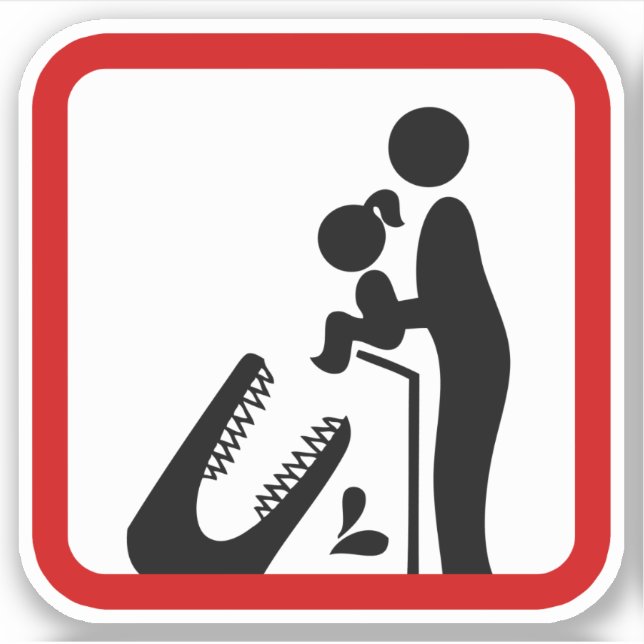 Adesivo Não alimente a filha ao sinal de zoológico de croc (Frente)