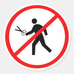 Adesivo Não corra com tesoura!