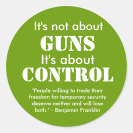 Adesivo Não é sobre, GUNS, é sobre, CONTROL, "Peo...