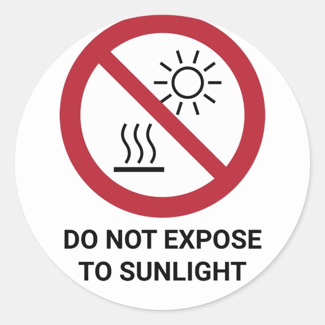 Adesivo Não Exponha À Luz Solar Direta, Sinal De Proibição (Frente)