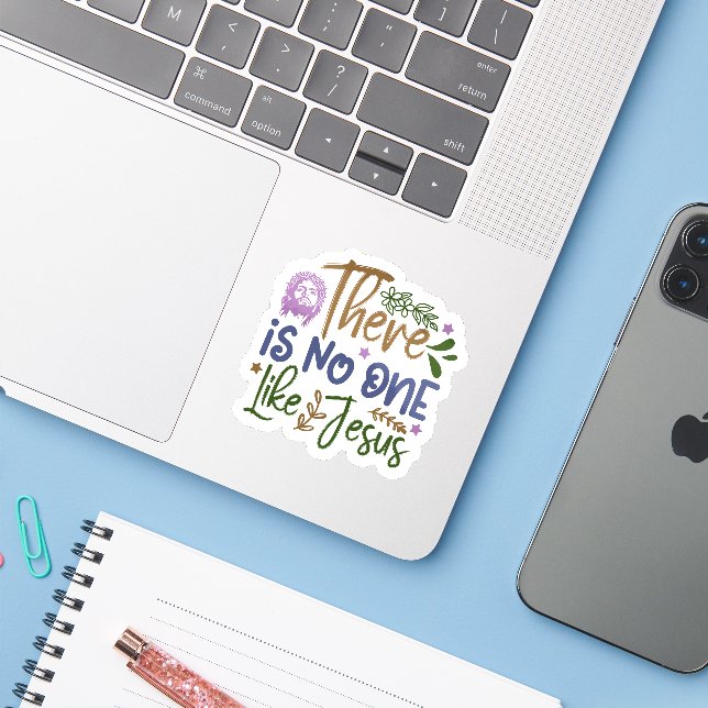 Adesivo Não Há Ninguém Como Jesus (Notebook com iPhone)