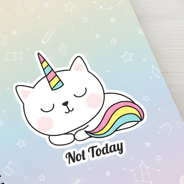 Adesivo Não Hoje É Um Unikitty Bonito (Let everyone see your mood and funky taste with our Not Today Cute Unikitty Sticker. )