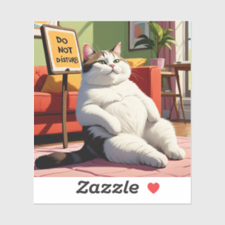 Adesivo Não incomode o gato gordo engraçado 