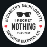 Adesivo Não Me Arrependo De Nada Festa de solteira<br><div class="desc">Eu Não Me Arrependo De Nada De Kit De Festa de solteira. Adicione um toque divertido de cor e estilo único aos seus favores de casamento ou chá de panela. Um saco de chás de panela é um excelente adicional ao planejamento de partidos. Essas bolsas únicas serão facilmente usadas como...</div>