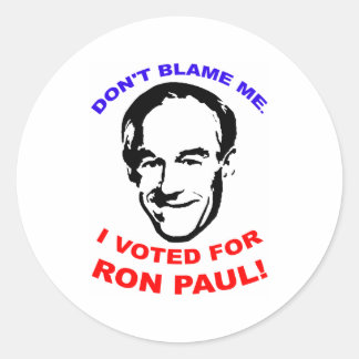 Adesivo Não me culpem, votei em Ron Paul!