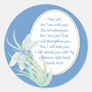 Adesivo Não Medo, Isaiah Scripture Dragonfly Azul, Verde