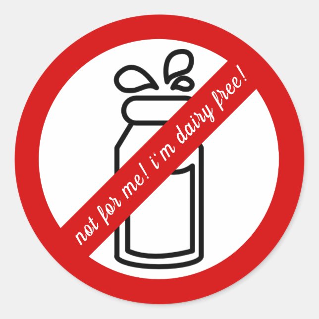 Adesivo Não para mim, estou livre de laticínios! Alerta de (Frente)