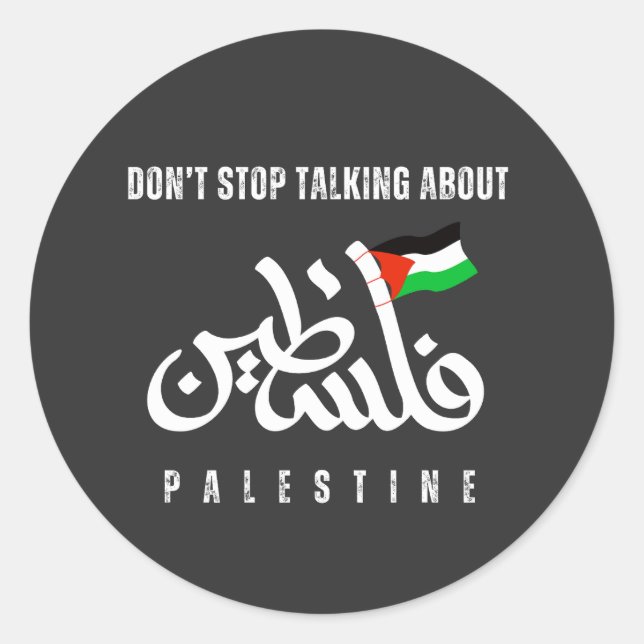 Adesivo Não pare de falar sobre Palestina Bandeira Árabe (Frente)