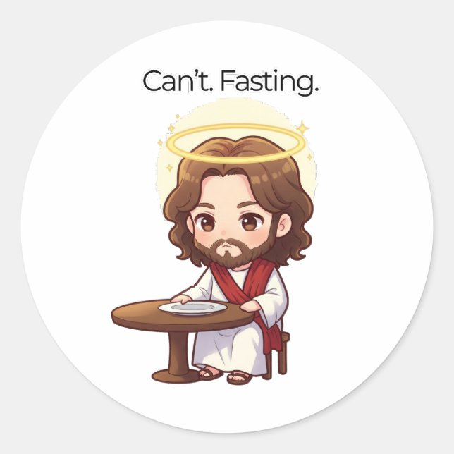 Adesivo Não posso. Fazendo jejum. - Reações de Jesus (Frente)