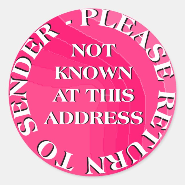 Adesivo Não sabido neste endereço (Frente)