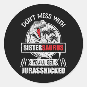 Adesivo Não se meta com a irmã Saurus Dinossaur Family G
