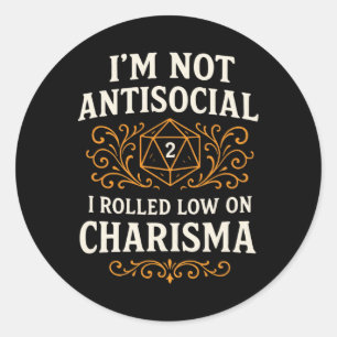 Adesivo Não Sou Antissocial - Humor de Mesa de Rpg