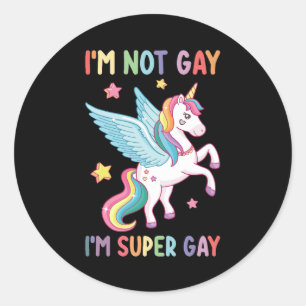 Adesivo Não sou Gay, sou Super Orgulho gay LGBT Unicórnio