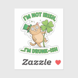 Adesivo Não sou Irlandês, Estou Bêbado Gato Engraçado Meio
