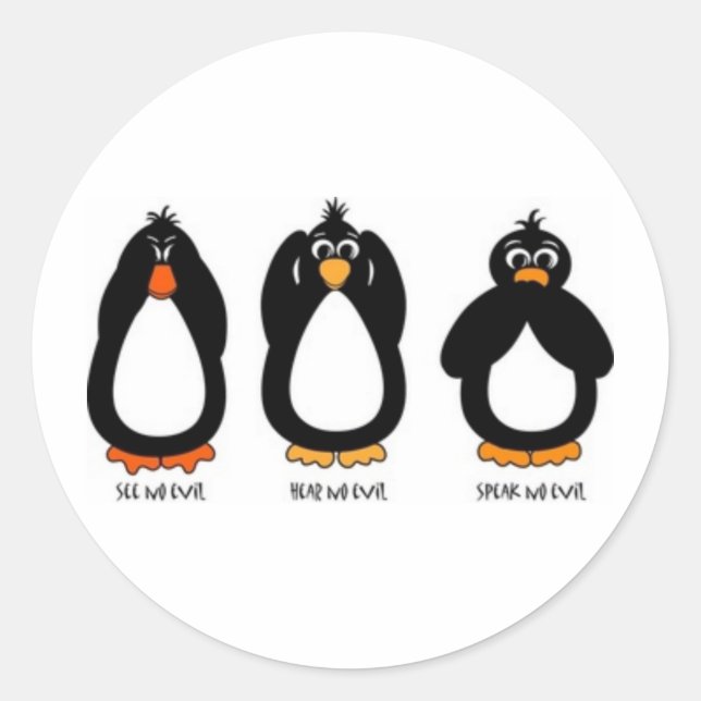 Adesivo Não veja Mau, ouça nenhum Mau, fale sem Mau (Frente)