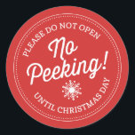 Adesivo Não! Vinhetas de Natal<br><div class="desc">Adicione um toque divertido aos seus presentes de Natal este ano com estes adesivos de Natal "No Peeking".</div>