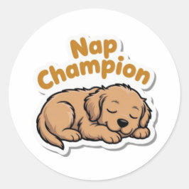 Adesivo Nap Champion Cute Golden Retriever Puppy Sticker D