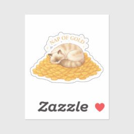 Adesivo Nap Of Gold Sleepy Cat On Coins Cozy Sticker