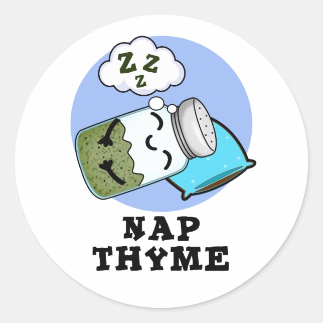 Adesivo Nap Thyme Engraçado Dormindo Herb Pun (Frente)