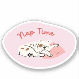 Adesivo "Nap Time", retro de rosas claro de buldogue dormi
