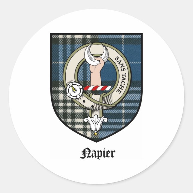 Adesivo Napier Clan Crest Crachá Tartan (Frente)