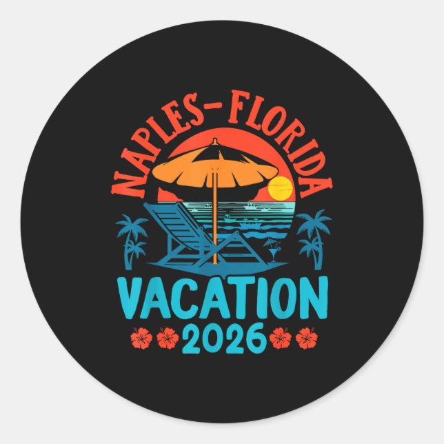 Adesivo Naples Florida 2026 Family Vacation Beach Summer V (Frente)