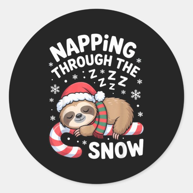 Adesivo Napng Through The Snow Funny Sloth Candy Cane Xmas (Frente)
