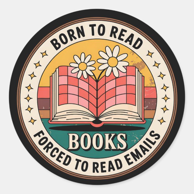 Adesivo Nascer A Ler Livros Forçados A Ler E-Mails (Frente)